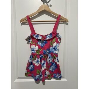 Vintage Hollister Babydoll Sleeveless Top Floral Size Medium Y2K